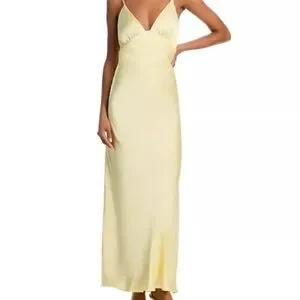 chinese dress ladies Bardot Yve Halter Dress in Canary Yellow – TrenLend main image 0